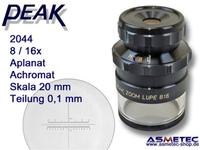 PEAK-Optics Zoom-Messlupe 2044-L, 8-16fach mit Beleuchtung