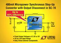 400mA MicroPower synchroner Step-up Regler mit Abschaltung des Ausgangs im SC70