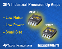 Neue stromsparende und kleine 36 V-Präzisionsverstärker von Texas Instruments für Hochspannungsanwendungen