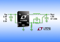 2,25-MHz-Synchron-DC/DC-Abwärtsregler im 2mm x 3mm großen DFNGehäuse liefert Ausgangsströme bis zu 1,25A