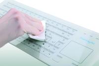 Glass and silicone keyboards ensure easy hygiene at the workplace through easy cleaning