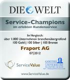 Flughafen Frankfurt als "Service Champion" ausgezeichnet