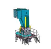 Washing and size reduction of highly contaminated PE and PP bottles