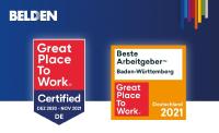 Belden & Hirschmann Neckartenzlingen als 'Beste Arbeitgeber Baden-Württemberg 2021' ausgezeichnet