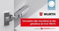 Jumeaux Numeriques pour les fabricants de meubles : Würth donne accès à la simulation de mouvement BIM pour les charnières et les glissières de tiroirs en collaboration avec CADENAS