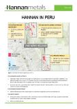 Hannan Updates Results From 135,700 Hectare 100% Controlled Copper-Silver-Gold Exploration Projects in Peru