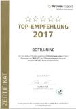 Ausgezeichnete Weiterbildung: BEITRAINING ist Top-Empfehlung 2017