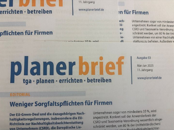 Sorgfaltspflichten für Firmen im Planerbrief 53