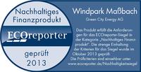 Windpark Maßbach von Green City Energy erhält Nachhaltigkeitssiegel von ECOreporter