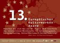 Ausschreibung der 13. Europäischen Kulturmarken-Awards startet mit der neuen Kategorie „Europäischer Preis für Medienkultur 2018“