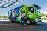 Ein Renault Midlum Elektro mit Kühlkoffer für Nestlé Schweiz