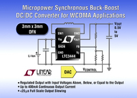 Synchroner 400-mA-Buck-Boost-Gleichspannungswandler bietet Ausgänge mit 0,5 V bis 5 V für 3G-WCDMA-Applikationen
