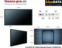 itworx-pro GmbH stellt LionDATA Bildschirm LDA982474K vor -> Digital Signage Content 24/7 in 4K Auflösung auf 98 Zoll