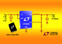 Low VIN Synchronous Step-Down DC/DC Converter Delivers up to 250mA from a 2mm x 3mm DFN