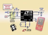 Switching Power Manager with USB On-The-Go & Overvoltage Protection in a Compact 12mm2 Footprint