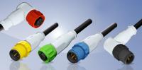 M12x1 connectors overmoulded with colored plastic coupling elements