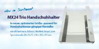 Der bei mediparts erhältliche MX24 Handschuhhalter Trio flat Edelstahl ergänzt die professionelle Ausstattung von Ärzten optimal