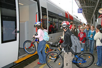 Mit dem Fahrrad auf Schiene