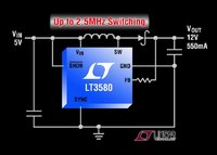 2,5MHz-Aufwärts-/Inverter-DC/DC-Wandler mit integriertem 2A/42V-Schalter und Synchronisationsmöglichkeit