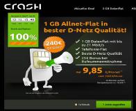 crash-tarife.de: Allnet Flat 1000 in bester D-Netz-Qualität mit 1 GB Datenflat zum Vorzugspreis