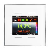 Glas-Infomodul mit vier kapazitiven Tasten, 2,8 Zoll-Grafikdisplay und Temperatursensor
