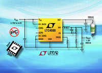 500mA Standalone Li-Ion Battery Charger plus Synchronous Buck Converter in 3mm x 3mm DFN