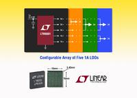 36VIN-µModule-Regler mit fünf konfigurierbaren, rauscharmen 1A-Linearreglern zur Versorgung von Multirail-Digitalbausteinen