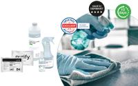 Step two of the purify hygiene concept for aviation: surface disinfectant & cleaning