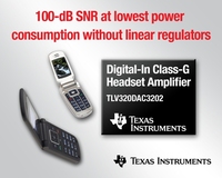 TI delivers highly efficient Class-G amp for cost-sensitive media players and mobile handsets