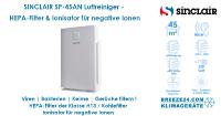 Luftreiniger SINCLAIR SP-45AN für 1 Zimmer mit 45 m² mit HEPA 13 Filter