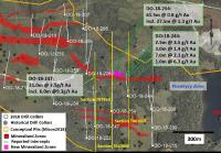 Maple Gold intersects several mineralized zones in east-central Resource Area: including 21m of 3.49 g/t Au and 27.5m of 1.25 g/t Au