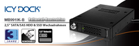 MB991IK-B 2,5"SATA/SAS HDD & SSD Wechselrahmen für 3,5" Bucht - Vollmetall-Konstruktion