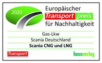 Scania erhält Europäischen Transportpreis für Nachhaltigkeit 2020