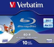 Verbatim Blu-ray Medien mit bedruckbarer Oberfläche und vierfacher Brenngeschwindigkeit
