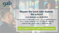 Skypen Sie noch oder teamen Sie schon? In unserem Live-Webcast am 25.09.2019 zeigen wir Ihnen, was es bei einer erfolgreichen Einführung unbedingt zu beachten gibt