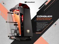 Aktuell bei Caseking - Das innovative Design-Gehäuse Conquer von Cougar mit futuristischem Look und Hartglas-Panels