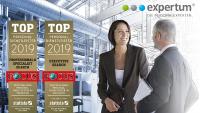 expertum dreifach als TOP Personaldienstleister 2019 ausgezeichnet