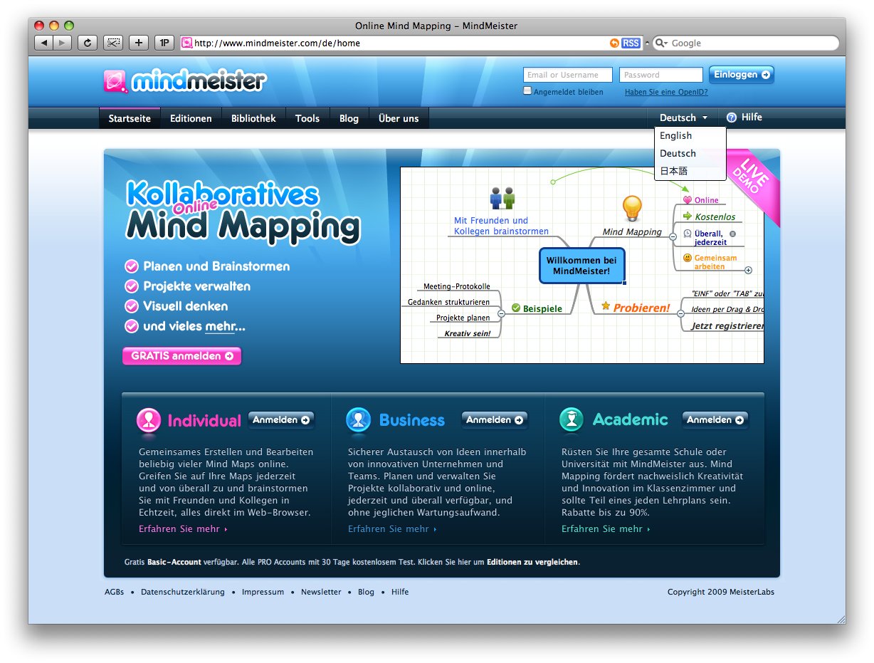 Mind Mapping Software MindMeister nun auch in Deutsch und Japanisch ...