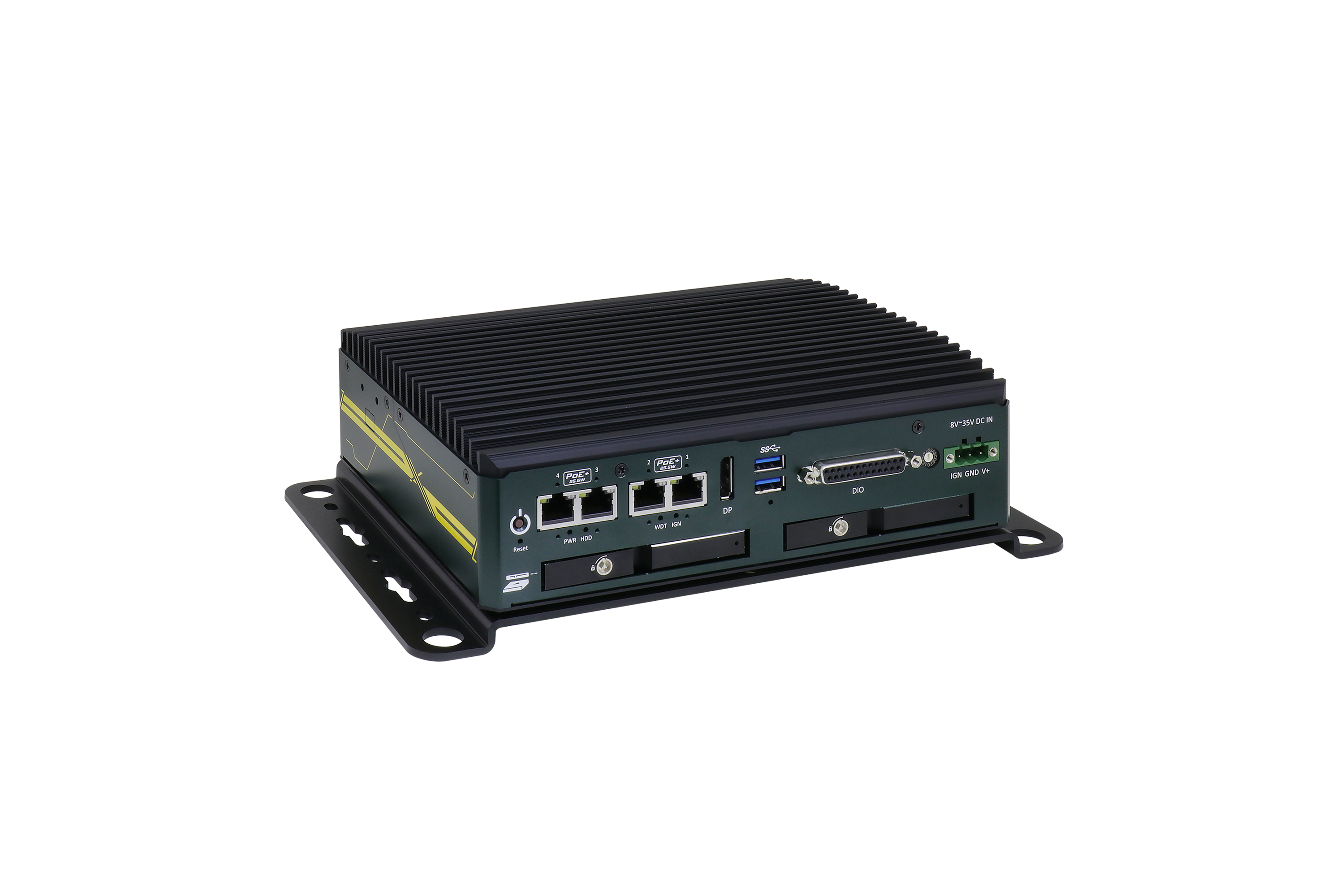 NRU120S Edge AI PC mit verschraubbaren PoE+ Ports, Industrial