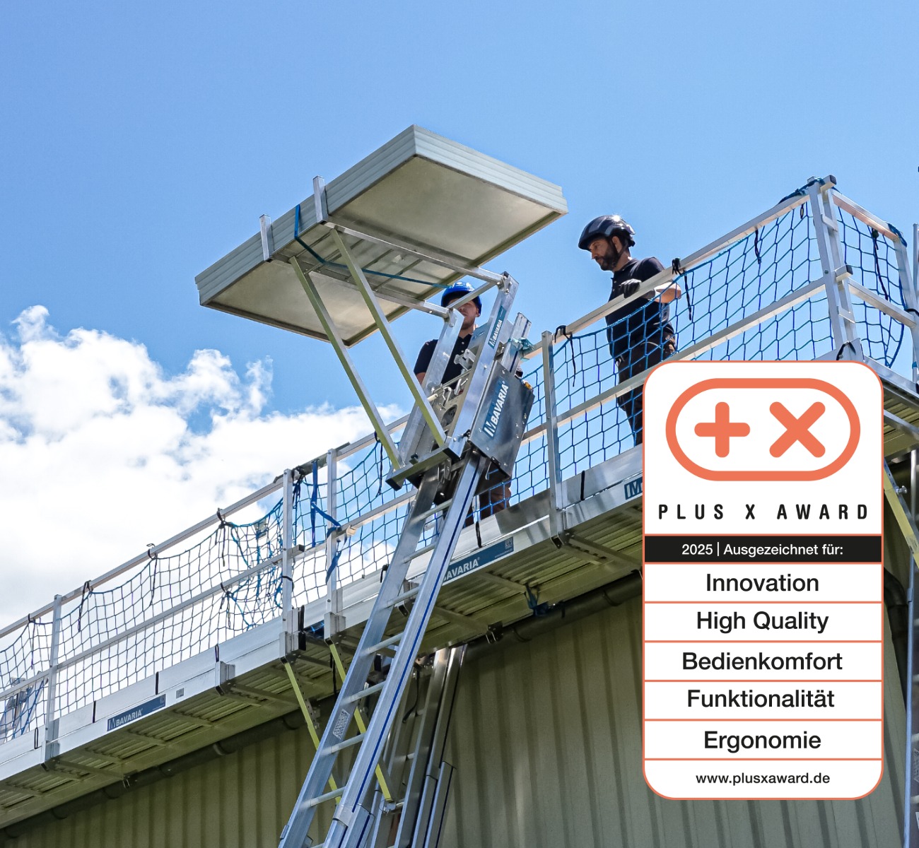 MAUDERER の BAVARIA はしごリフトが PLUS X AWARD を受賞: 建設現場での安全な資材輸送のための革新的なソリューション、Mauderer Alutechnik GmbH、ストーリー