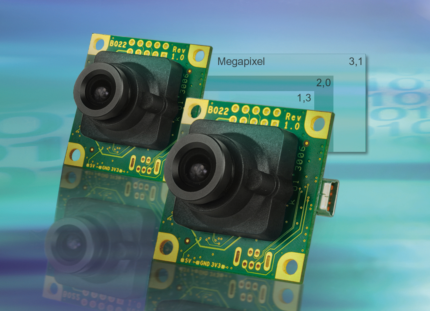 3 MPixel USB Cameras in BoardLevel Version with SMount Lens