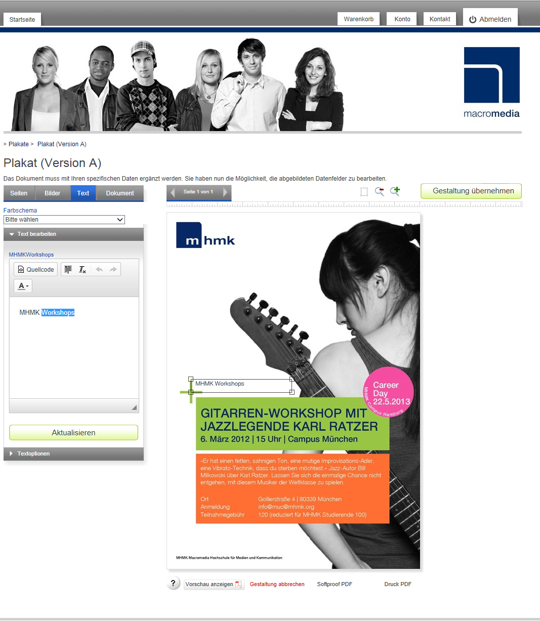 Mhmk Macromedia Hochschule Für Medien Und Kommunikation Stuttgart Das Web-to-Print System der MHMK, Macromedia Hochschule für Medien und