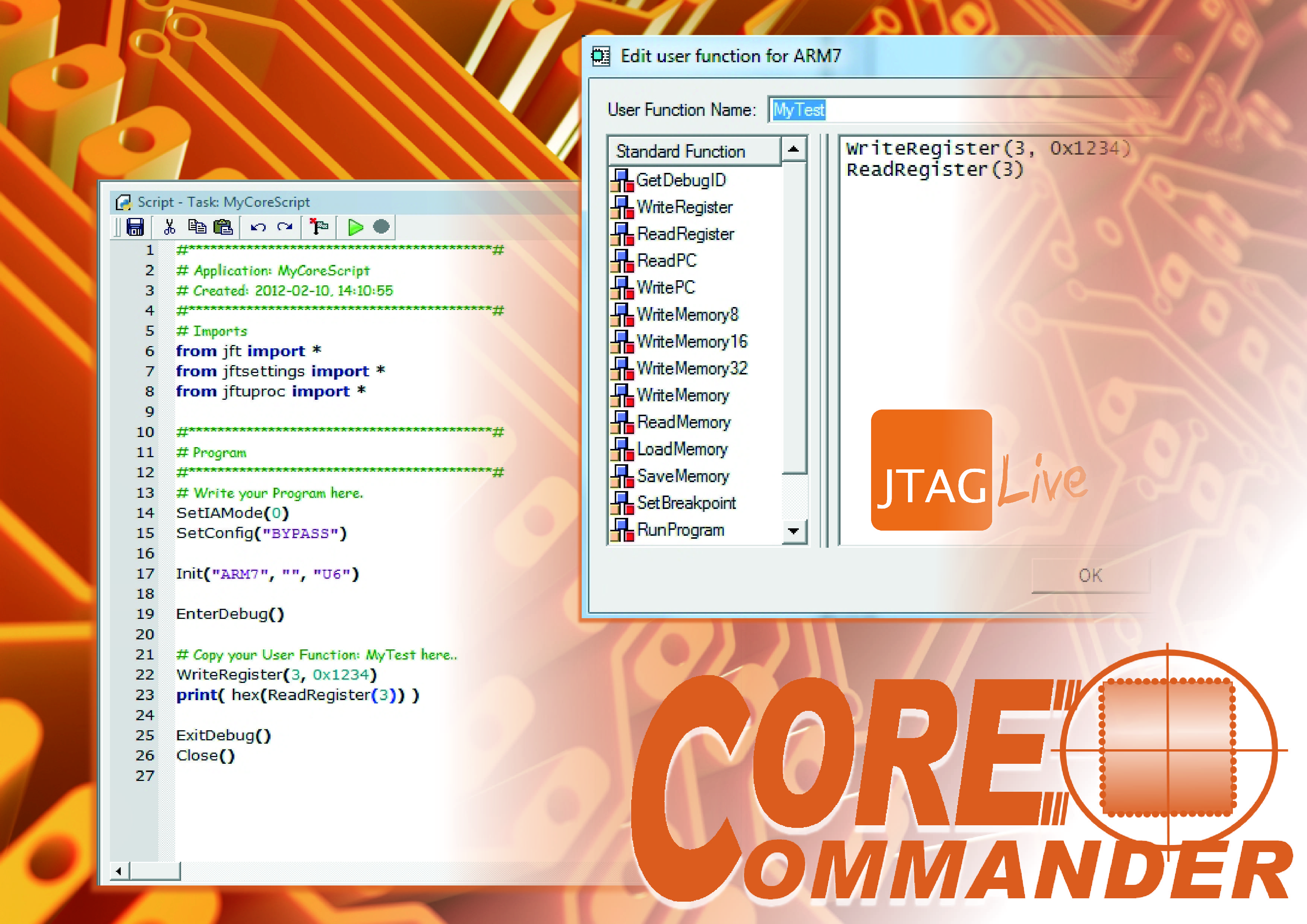 Script core. JTAG Live.