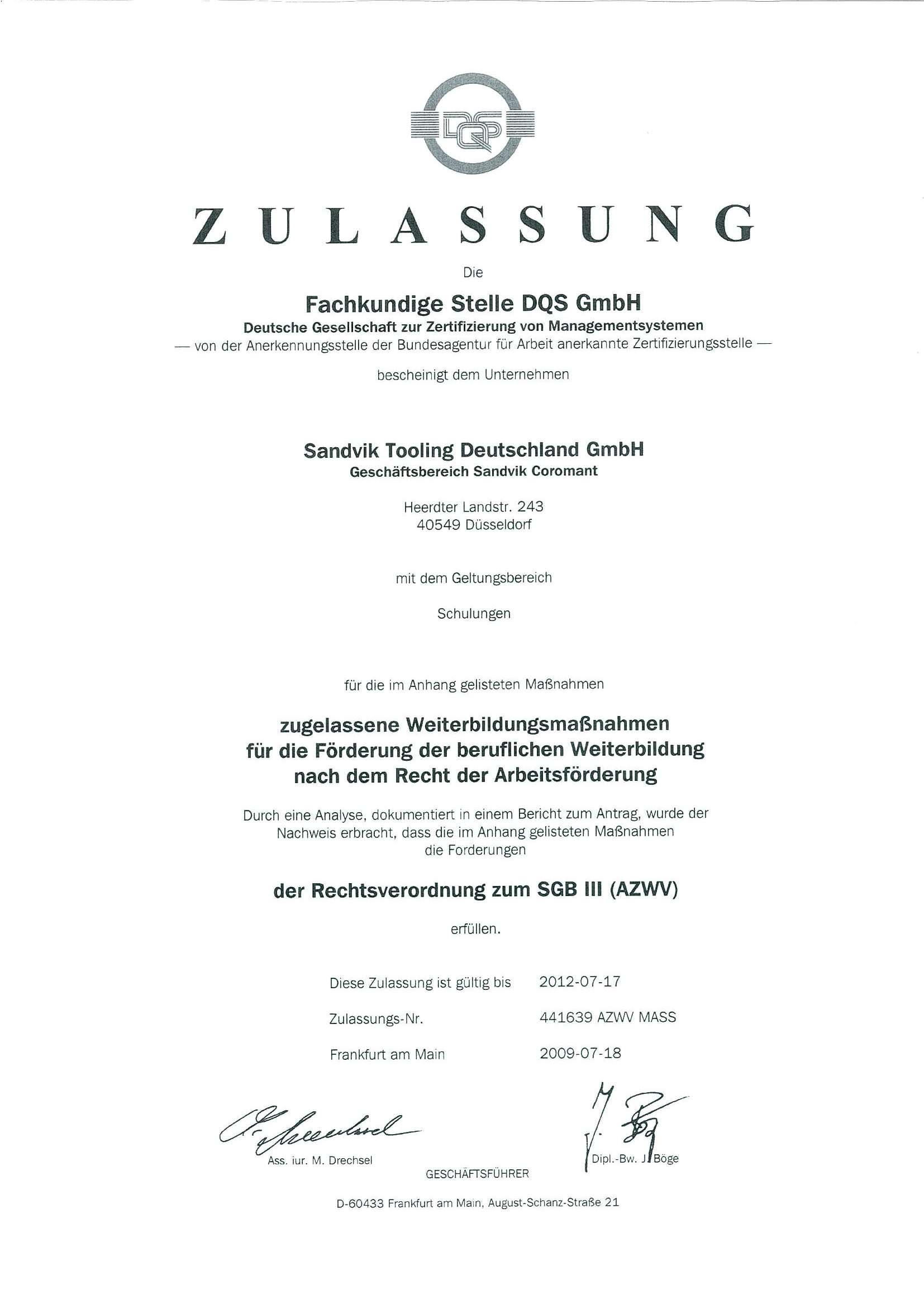 Schulungen mit Zertifikat, Sandvik Tooling Deutschland GmbH, Geschäftsbereich Coromant, Story