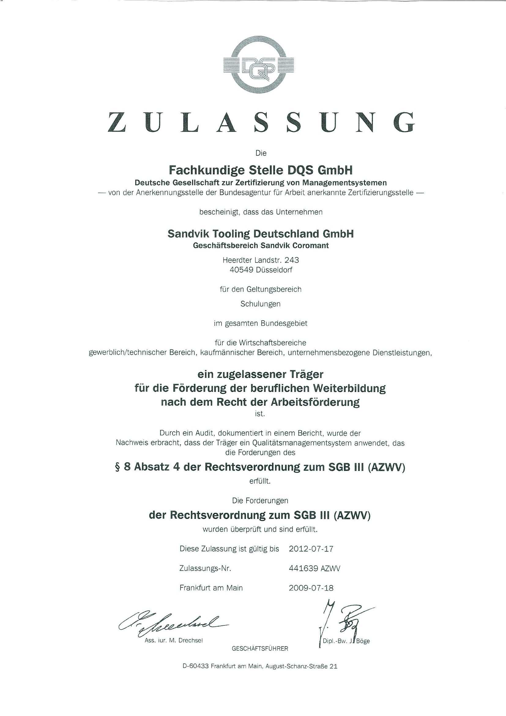 Schulungen mit Zertifikat, Sandvik Tooling Deutschland GmbH, Geschäftsbereich Coromant, Story