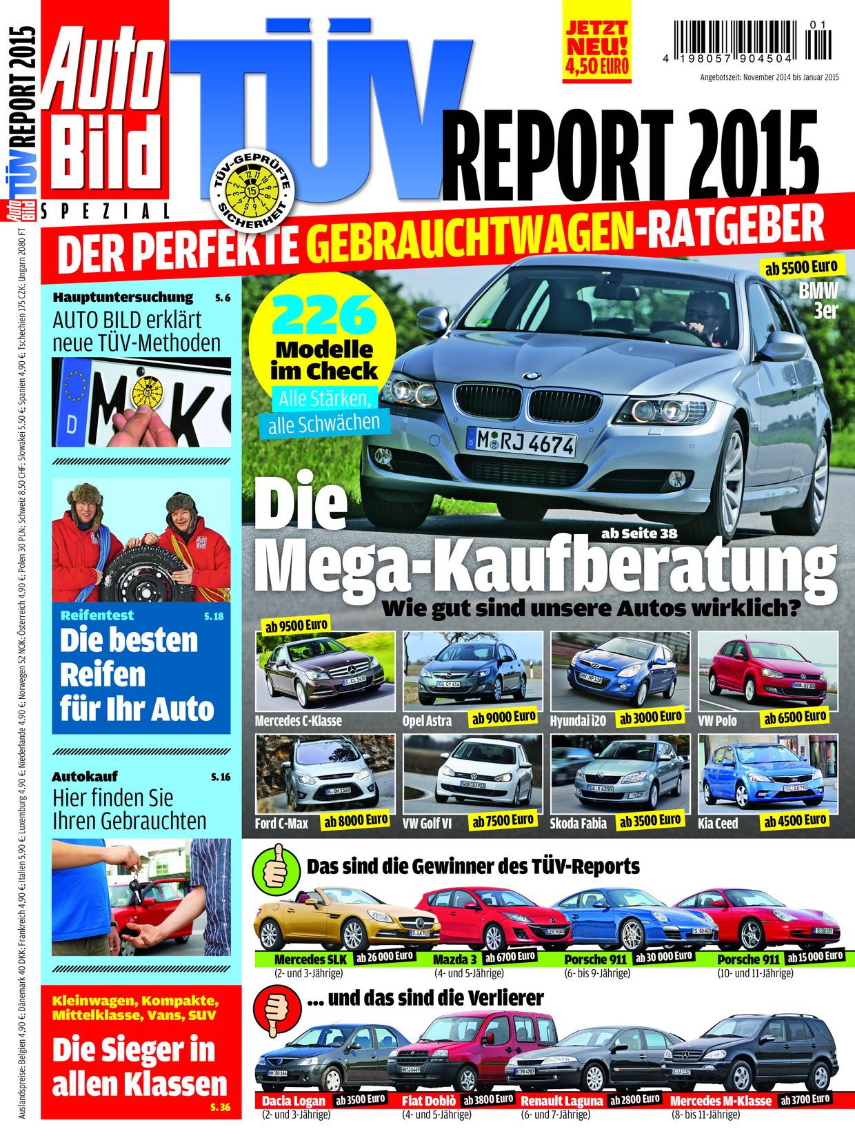 Gebrauchtwagen AutoBild TÜV Report stellt 226 Automodelle auf den