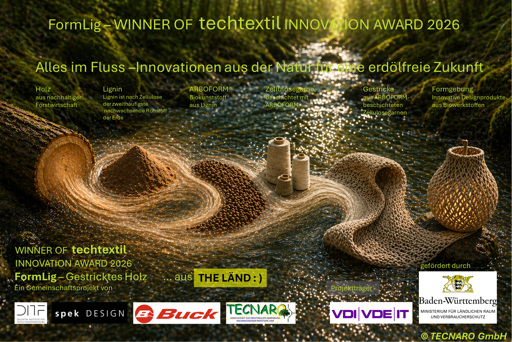 TECNARO mit Projektteam „FormLig“ mit Techtextil Innovation Award 2026 ...