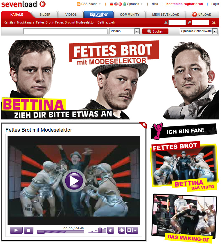 Fettes Brot Bettina Zieh Dir Bitte Etwas An Text sevenload präsentiert die Hitsingle von Fettes Brot mit interaktivem