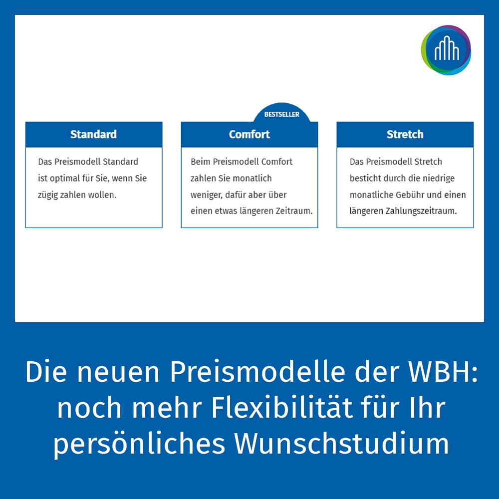 Neue Preismodelle an der WBH, Wilhelm Büchner Hochschule, Pressemitteilung PresseBox