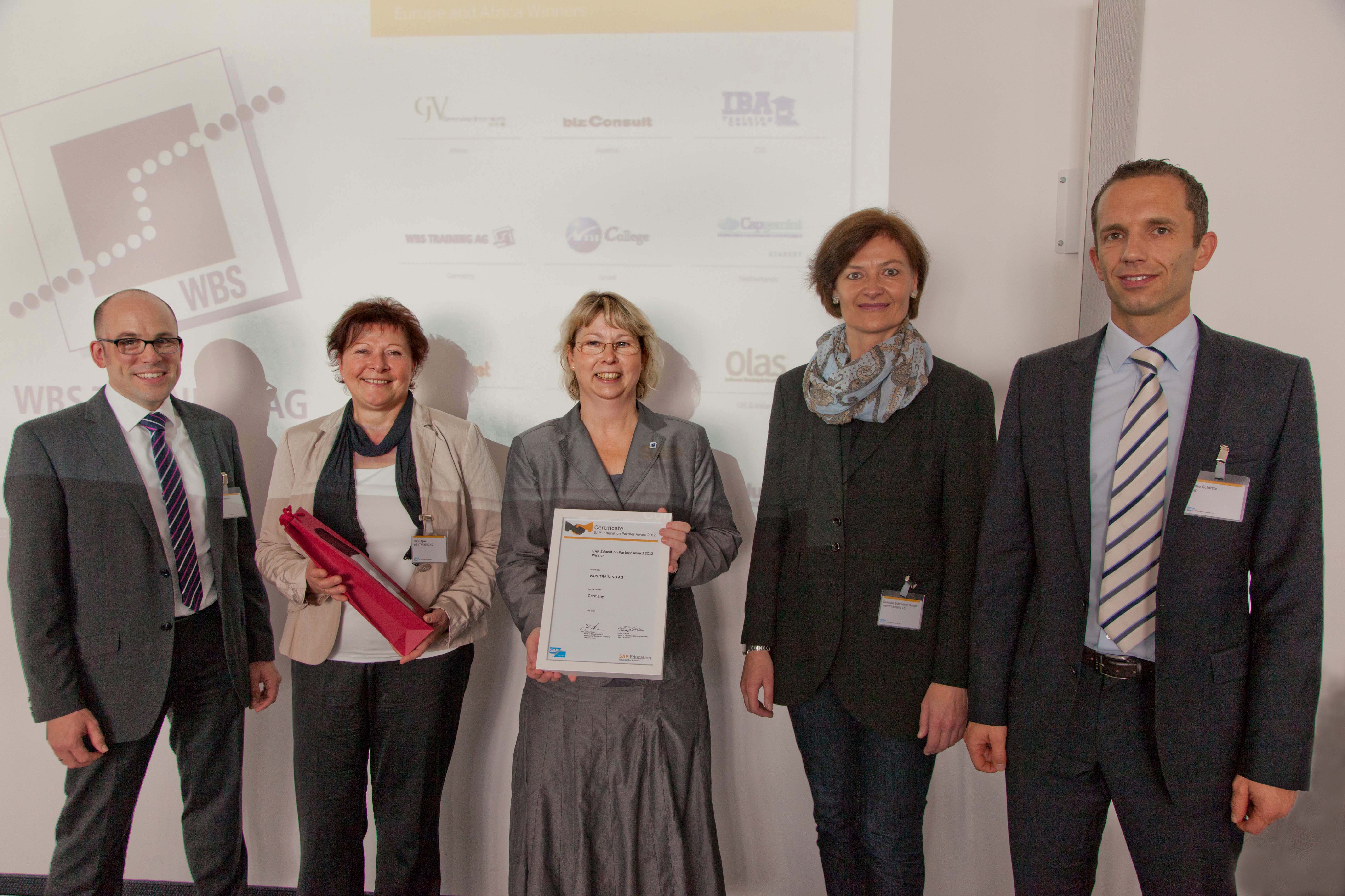 Auszeichnung für die WBS Training AG durch SAP Education, WBS TRAINING AG